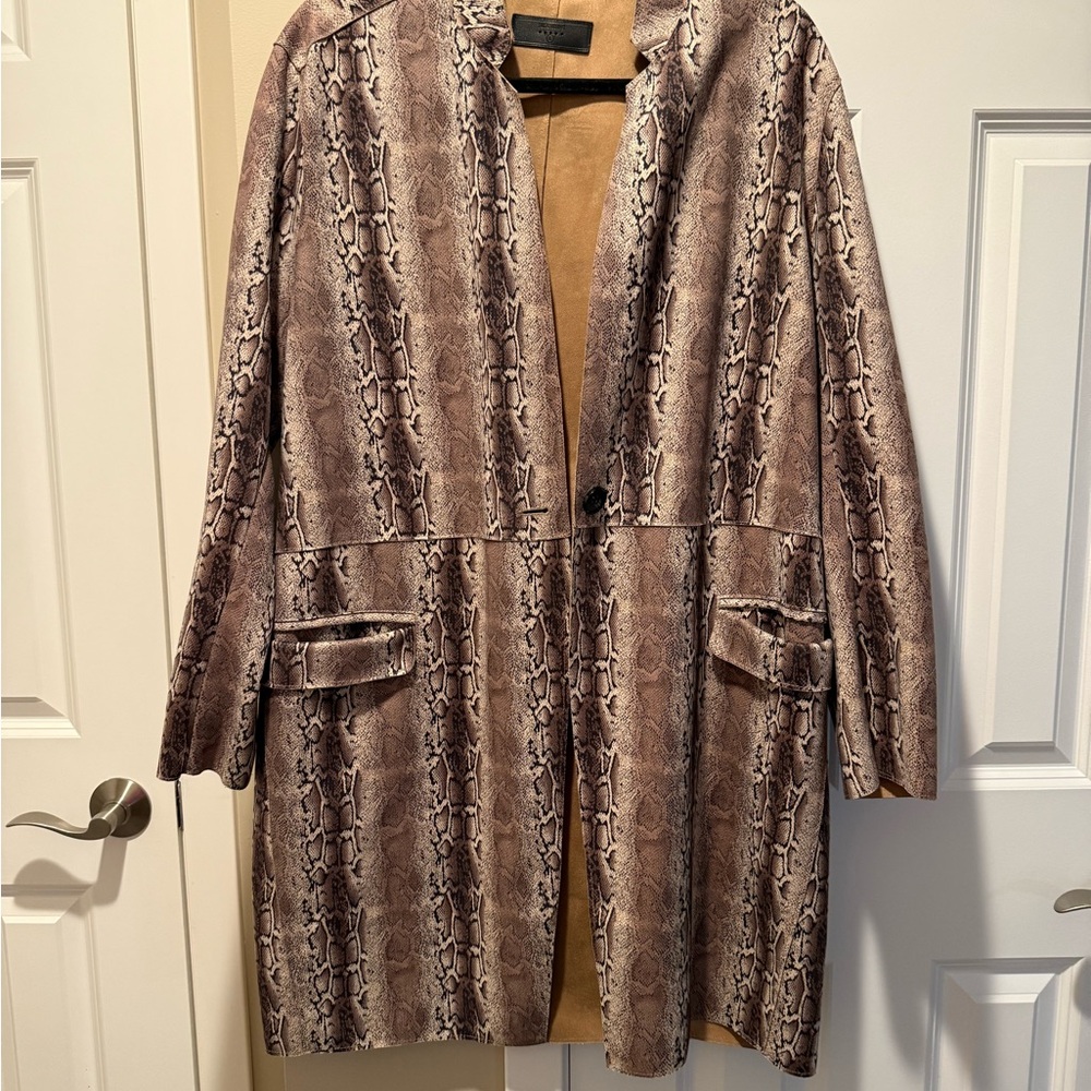 Blank NYC Brown Snakeskin Trench Coat